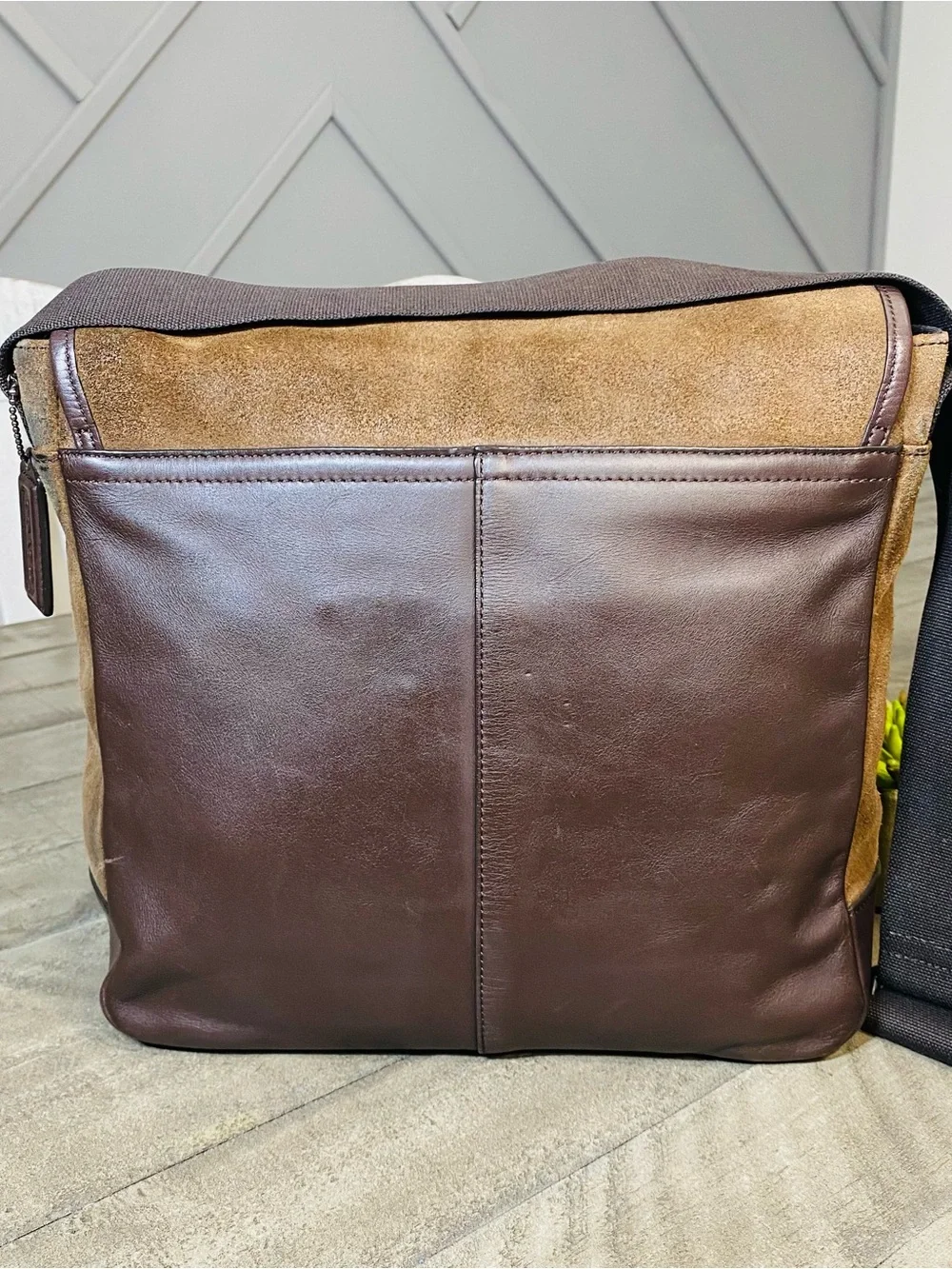 COACH Camden Brown Suede & Leather Messenger Bag Flap Satchel